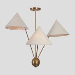 Mid-Century Modern Sputnik Chandelier - 3-Light Brass Pendant Lighting With Cone Shades - thumbnail 3
