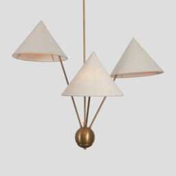 Mid-Century Modern Sputnik Chandelier - 3-Light Brass Pendant Lighting With Cone Shades - thumbnail 2