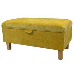 Handmade Gold Marl 70cm Storage Ottoman - Manhattan Fabric Bespoke British Made