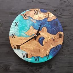Custom Resin & Olive Wood Wall Clock Live Edge Rustic Home Decor - thumbnail 2