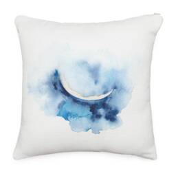 Crescent Moon Throw Pillow, Watercolor Moon Phase Astrology Art, Lunar Phases Gifts Home Decor - thumbnail 1