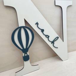 Personalized Hot Air Balloon Initial Nursery Decor, Baby Name Sign - thumbnail 3