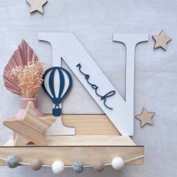 Personalized Hot Air Balloon Initial Nursery Decor, Baby Name Sign