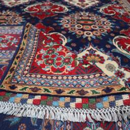 7x10 Kazak Area Rug - Navy Blue Geometric Floral Design Hand Knotted Organic Dyes Wool Oriental Afghan Large For Living Room - thumbnail 4