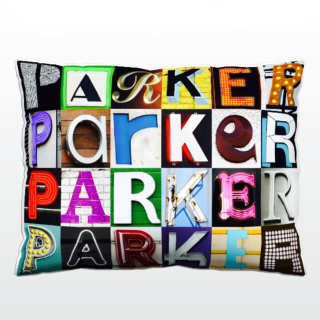Personalized Pillow Featuring Parker in Photos Of Sign Letters Custom Couch Cushions Colorful Pillows Photo Pillow Sofa Pillows