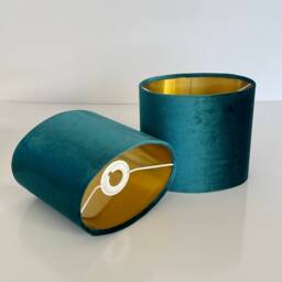 New Handmade Luxurious Glamour Velvet Teal Peacock Fabric Lamp Shade Oval Shape Oval Available in All Linings - thumbnail 3