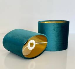 New Handmade Luxurious Glamour Velvet Teal Peacock Fabric Lamp Shade Oval Shape Oval Available in All Linings
