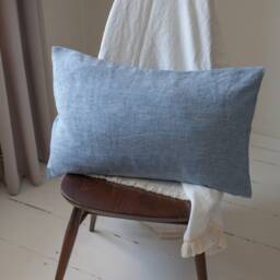 Blue Melange Linen Bedding Set, Stonewashed Duvet Cover & Pillowcases - thumbnail 4