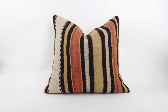 Vintage Turkish Kilim Pillow 20'' Wool Anatolian Cushion - image 1