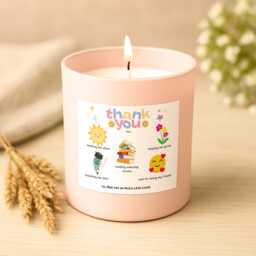 Thank You Teacher Candle - Personalised End Of Term Gift For Nursery Or Primary Cute Icon With Message Pink Soy Wax Jar - thumbnail 1