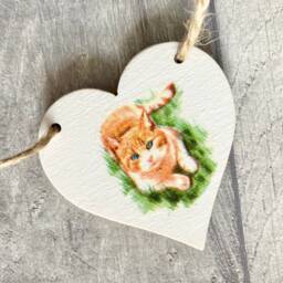 Cat Garland, Wooden Heart Bunting For Animal Lover, Gifts, Feline Wall Decoration - thumbnail 2