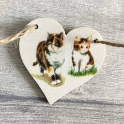 Cat Garland, Wooden Heart Bunting For Animal Lover, Gifts, Feline Wall Decoration - thumbnail 3