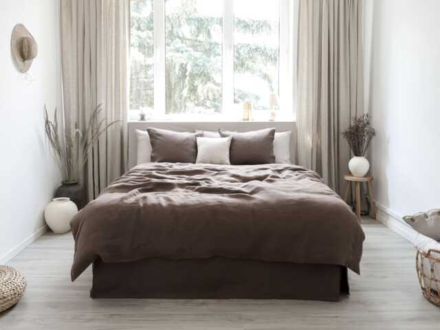 Brown Linen Duvet Cover - Soft Stonewashed Natural Bedding, Queen & King Sizes - image 1
