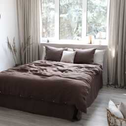 Brown Linen Duvet Cover - Soft Stonewashed Natural Bedding, Queen & King Sizes - thumbnail 3