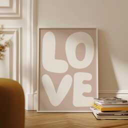 Love Beige Girly Poster, Trendy Print, Minimalist Typography Poster, Retro Bold Letters, Simply Wall Art, Print - thumbnail 3