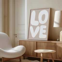 Love Beige Girly Poster, Trendy Print, Minimalist Typography Poster, Retro Bold Letters, Simply Wall Art, Print - thumbnail 2
