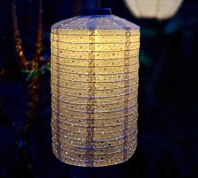 Fabric Solar Lantern - Pale Pink - image 1