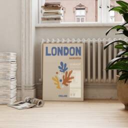 London Print, Neutral Travel Poster, Shoreditch England Beige Boho Art, Wall Art - thumbnail 3