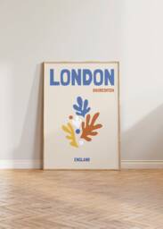 London Print, Neutral Travel Poster, Shoreditch England Beige Boho Art, Wall Art - thumbnail 1