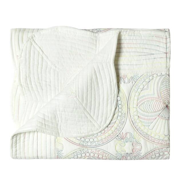 Floral Baby Quilt Embroidered Blanket 100% Cotton Crib Handmade Baby Throws Nursery Shower & Toddlers Gifts Online - image 1