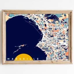 Marseille - Original Map Of Marseille/City Marseille, Poster, Design, France, Decoration, Print, Wall Print - thumbnail 2