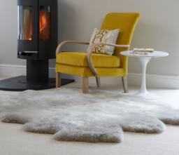 Silver Grey Sheepskin Rug, Xxl Throw - Scandinavian Home Decor - thumbnail 1