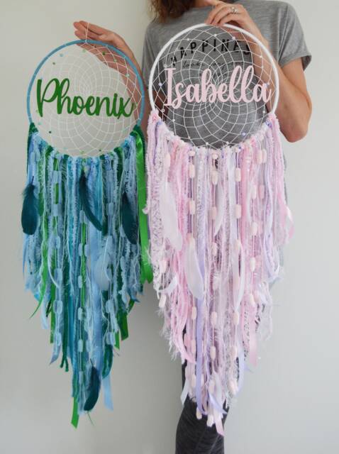 Large Personalised Name Dreamcatcher Wall Hanging, Choose Your Colour - image 1