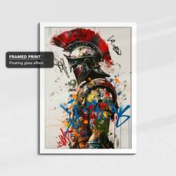 Ancient Greek Warrior Graffiti Painting Framed Poster Print & Canvas Wall Decor Art Bedroom Home Interior Mythology Gift - thumbnail 3
