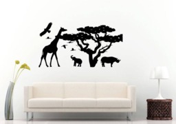 African Safari Africa Animal Kingdom Tree Jungle Birds Giraffe Nature Wall Sticker Decal Vinyl Mural Decor Art L2282 - thumbnail 1