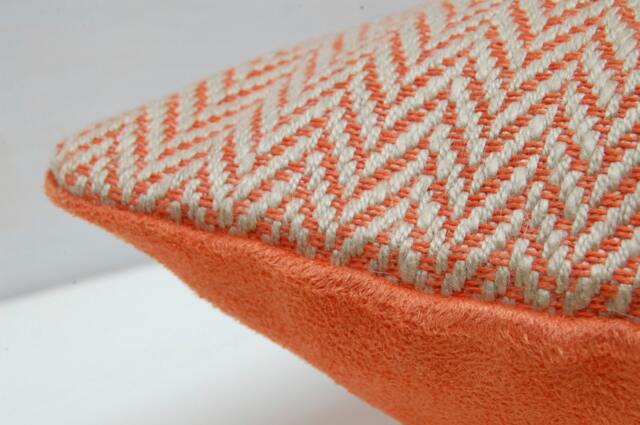 Orange Cotton & Suede Lumbar Pillow - image 1