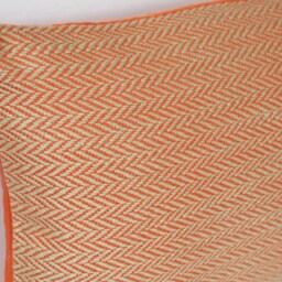Orange Cotton & Suede Lumbar Pillow - thumbnail 2