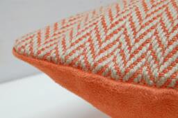 Orange Cotton & Suede Lumbar Pillow - thumbnail 1
