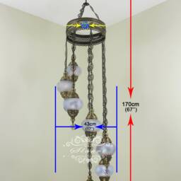 7 - Ball Turkish Water Drop Style Mosaic Chandelier Multi-Color - thumbnail 4