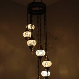 7 - Ball Turkish Water Drop Style Mosaic Chandelier Multi-Color - thumbnail 3