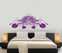 Wall Vinyl Decal Yoga Lotus Flower Ornament Studio Decor Room Modern Home - #1232Dz - thumbnail 1