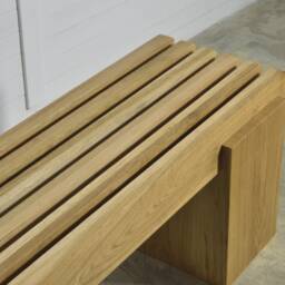 Solid Oak Wood Bench Mid-Century Scandinavian Design - thumbnail 3