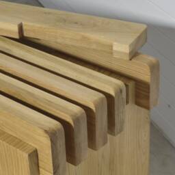 Solid Oak Wood Bench Mid-Century Scandinavian Design - thumbnail 4