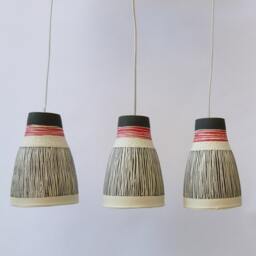 Porcelain Bell With Black & Red Stripe, Hanging Lamp - thumbnail 3
