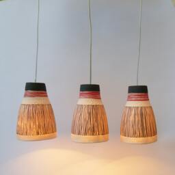 Porcelain Bell With Black & Red Stripe, Hanging Lamp - thumbnail 2