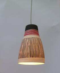 Porcelain Bell With Black & Red Stripe, Hanging Lamp