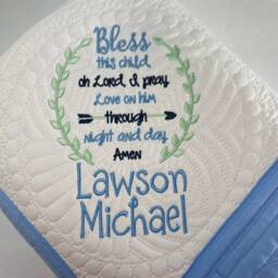 Personalized Christian Baby Quilt - Bless This Child Blanket Religious Gift Embroidered Heirloom Newborn Keepsake - thumbnail 3