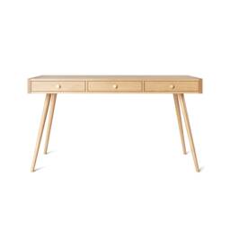 Mid Century Modern Oak Office Desk, Brass Accents - thumbnail 3