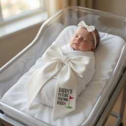 Embroidered Daddy's Future Golfing Buddy Newborn Bow Sash, Golf Baby Swaddle, Sash For Picture, Shower Gift - thumbnail 2