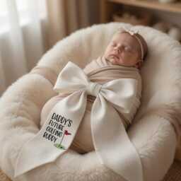 Embroidered Daddy's Future Golfing Buddy Newborn Bow Sash, Golf Baby Swaddle, Sash For Picture, Shower Gift - thumbnail 3