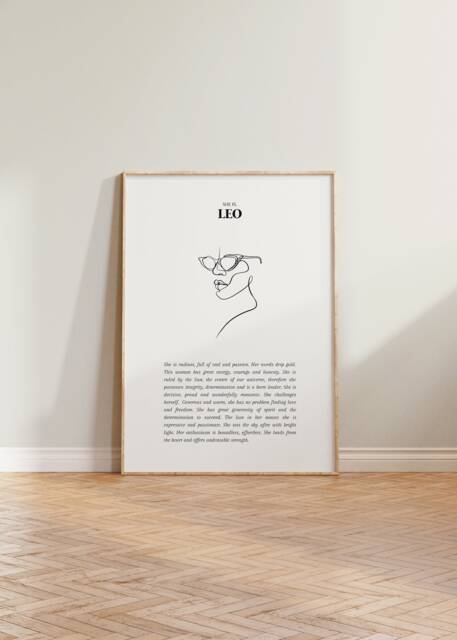 She Is Leo Print, Art Horoscope Zodiac Gift, Astrology Star Sign Wall Art, Poster - image 1