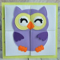 Montessori Felt Owl Puzzle Toddler Quiet Book Page - thumbnail 3