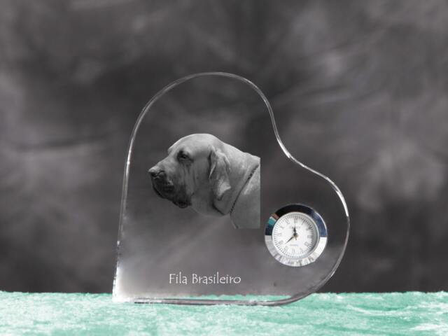 Brazilian Mastiff - Crystal Clock in The Shape Of A Heart With Image Pure-Bred Dog - image 1