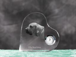 Brazilian Mastiff - Crystal Clock in The Shape Of A Heart With Image Pure-Bred Dog - thumbnail 1
