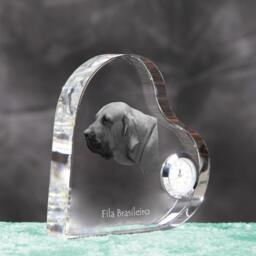 Brazilian Mastiff - Crystal Clock in The Shape Of A Heart With Image Pure-Bred Dog - thumbnail 3