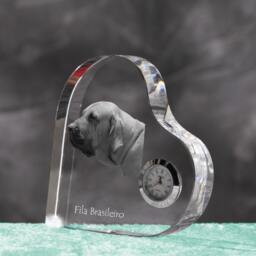 Brazilian Mastiff - Crystal Clock in The Shape Of A Heart With Image Pure-Bred Dog - thumbnail 2